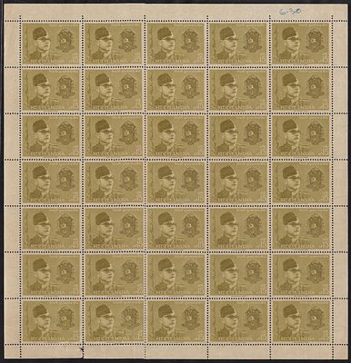 India 1964 67th Birth Anniversary of Subhas Chandra Bose (Freedom Fighter) complete sheet of 35 