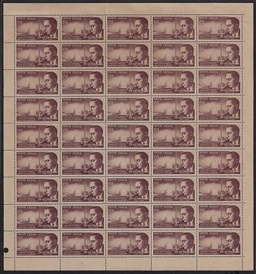 India 1966 Dr.Homi Jehangir Bhabha (Scientist) complete sheet of 45 MNH Stamps; Phila no.-433 