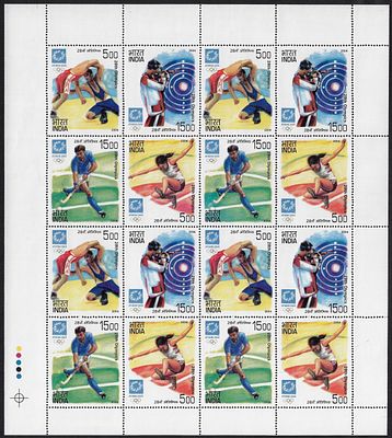 India 2004 28th Olympics, Athens Se-tenant Block of 4 complete sheet of 4 Blocks MNH Stamps; 