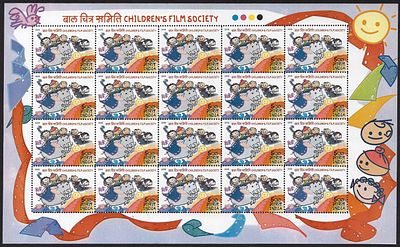 India 2005 Golden Jubilee of Children's Film Society Sheetlet of 20 MNH Stamps; Phila no - SL32 