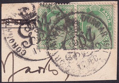 British India Stamps. KEdVII King Edward VII ½a pair stamp franked with "CORONATION DURBAR 1911" 