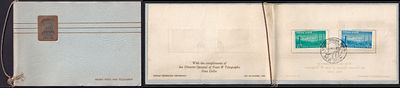 VIP Folder. 1953 (2 Nov) Telegraph Centenary VIP Folder complete set of 2v stamps, New Delhi 
