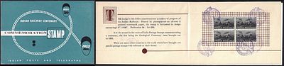 VIP Folder. 1953 (16 April) Indian Railway Centenary folder with block of 4 First Day Calcutta 