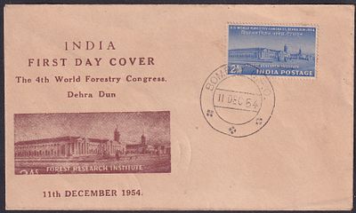 1954 (11 Dec) 4th World Forestry Congress, Dehra Dun private First Day Cover FDC, Bombay G.P.O. 