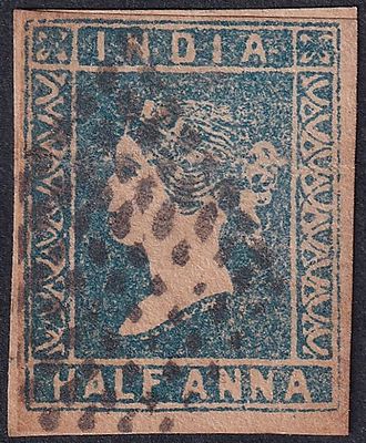 1855 QV Queen Victoria &frac12;a (Litho) pale blue Die-III, cancelled with JC Ty-6 with good margins 