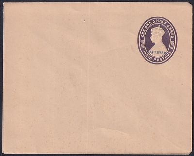 KGVI King George VI 1&frac12;a with Pakistan Ovpt. PSE envelope Unused