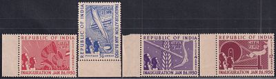 1950 Inauguration of Republic of India complete set of 4v MNH margin stamps; Phila no. 297a