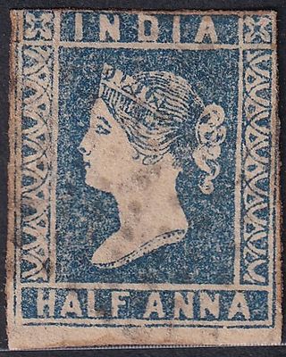 1854 QV Queen Victoria &frac12;a (Litho) pale blue Die-I cancelled with JC Ty-1 used stamp