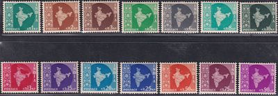1957 Map series Star wmk complete set of 14v MNH stamps