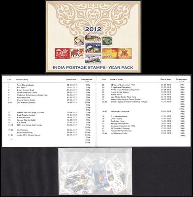 2012 India Postage stamps- Year Pack issued by Department of Post Containing all stamps of the Year