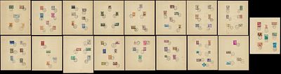 1960-70 stamps with First Day cancellations stuck on album pages, some stains (17 pages with 97 
