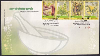 2003 (7 April) Medicinal Plants of India Se-tenant Horizontal Strips of 4 First Day Cover FDC 
