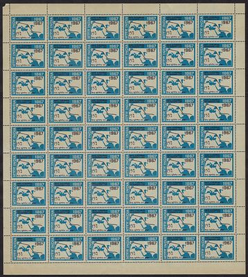 India 1967 Centenary of Indo- European Telegraph Service 15p complete sheet of 54 MNH stamps