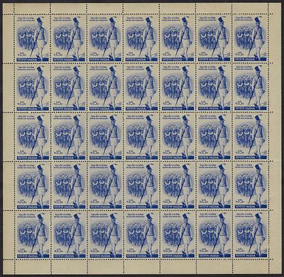 India 1967 4th Anniversary as an Indian State, Nagaland 15p complete sheet of 35 MNH Stamps
