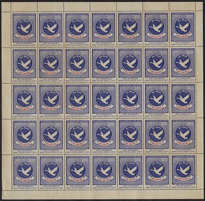 India 1973 1st Anniversary of Army Postal Service Crops 20p complete sheet of 35 MNH stamps