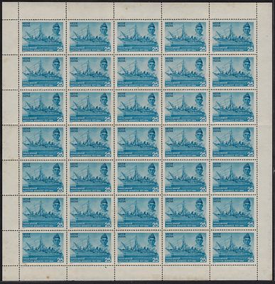 India 1977 Birth Centenary of Narottam Morarjee (Shipping Industrialist) 25p complete sheet of 