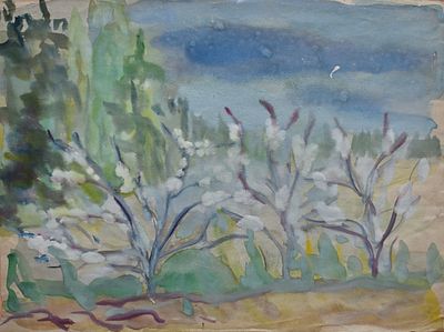 Пестель Вера Ефремовна (1887–1952). Лето. 1951. Бумага, акварель. 29,5 х 40. 
Штамп "Наследие 