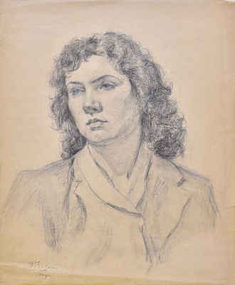Пичугин Сергей Иванович (1881–1971). 1956. Бумага, карандаш. 54 х 43,5. 
Подпись автора в 