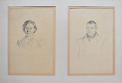 Ванециан Арам Врамшапу (1901–1971). Немцы Поволжья. Голова девушки и голова мужчины. 1938. Бумаг 