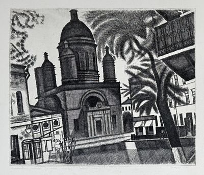 Захаров Гурий Филиппович (1926–1994). Андрониковская площадь (из серии "Москва"). 1973. Офорт 