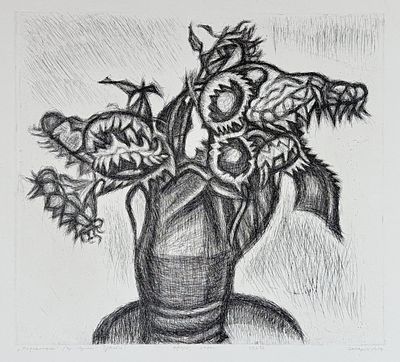 Захаров Гурий Филиппович (1926–1994). Подсолнухи (из серии "Цветы"). 1974. Офорт, цинк. Размер 