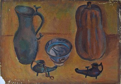 Гусева Тамара Петровна (1918–2002). Картон, темпера. 53,5 х 78,5. 
На обороте надпись Л. 