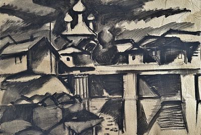 Расторгуев Евгений Анатольевич (1920 - 2009). 1960-е. Картон, тушь. 54 х 78,5. 
На обороте 