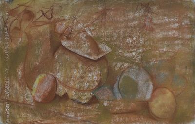 Рудаков Михаил Захарьевич (1914–1985). Натюрморт с сахарницей. 1971. Бумага, пастель. 32 х 51. 
