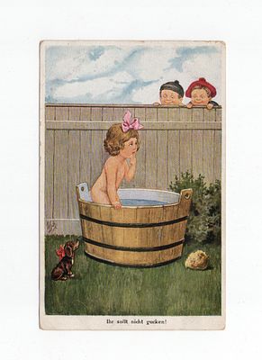 Сатирическая открытка "Ничего страшного". Европа, начало 20 века.