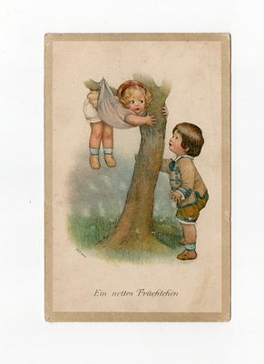 Сатирическая открытка "Знакомство". Европа, начало 20 века.