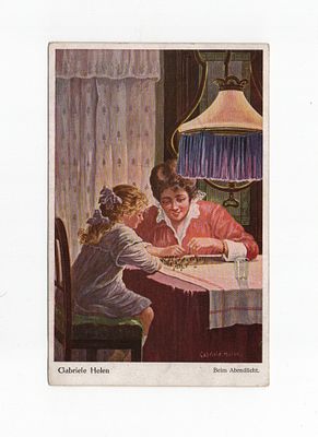 Открытка с картины "Игра". Европа, начало 20 века.