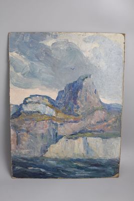 Картина. Кулагин А.А. "Утес Степана Разина". СССР, 1968 год. 
Картон, масло. 
Состояние 