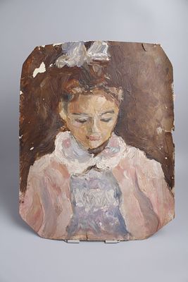 Картина "Портрет девочки". СССР, 1960-1970-е годы. 
Картон, масло.