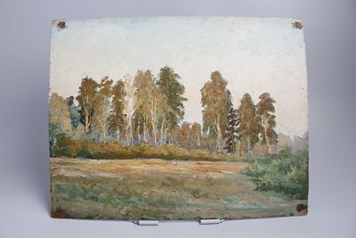 Картина "Краешек леса". СССР, 1970-е годы. 
Картон, масло.