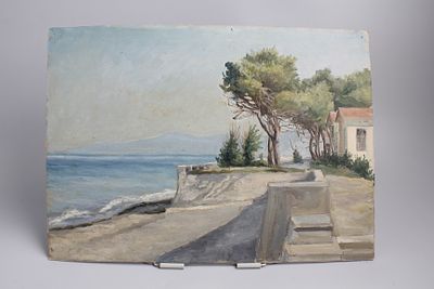 Картина "Набережная". СССР, 1960-е годы. 
Картон, масло.