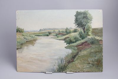 Картина "Мостик". СССР, 1950-е годы. 
Картон, масло.