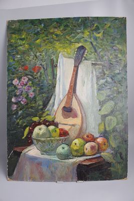 Картина. Кулагин А.А. "Натюрморт с мандолиной". СССР, 1978 год. 
Картон, масло. 
Кулагин 
