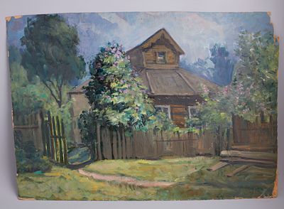 Картина. Кулагин А.А. "Деревня Свистуха". СССР, 1972 год. 
Картон, масло. 
Кулагин Алексей 