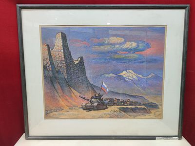 Картина. Сабанов С.Л. "На помощь". Россия, 2008 год. 
Бумага, смешанная техника. 
Сабанов 