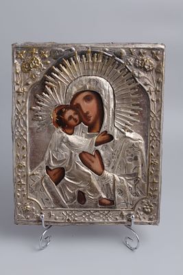 Икона Богородица Владимирская. Россия, конец 19 - начало 19 века. 
Дерево, левкас, темпера. 