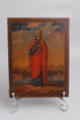 Икона "Святой мученик Иустин". Россия, последняя четверть 19 века. 
Дерево, левкас, темпера. 