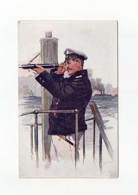 Открытка с картины "На мостике". Россия, начало 20 века.