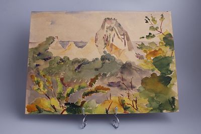 Картина. "Пейзаж". СССР, 1970-1980-е годы. 
Бумага, акварель. Подпись автора на обороте.