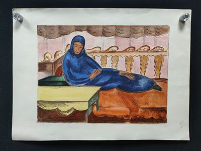 Литография №5 из альбома Горная Бухара. П. Кузнецов
. Россия, 1923 г. 
Цветная автолитография. 