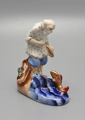 Статуэтка &laquo;Старик и Золотая рыбка&raquo;. Турыгинский фарфоровый завод кооперативной артели 