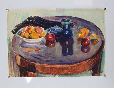 Картина Бузовкин А.А. "Натюрморт с фруктами". СССР, 1950-1960-е годы. 
Бумага, смешанная 
