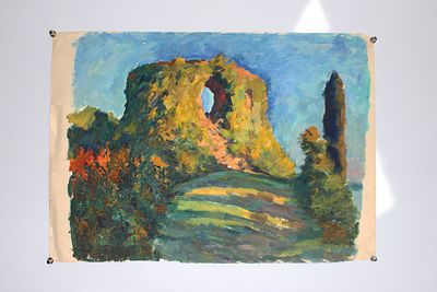 Картина Бузовкин А.А. "Скала". СССР, 1950-1960-е годы. 
Бумага, смешанная техника. 
Александр 