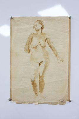 [Двусторонняя] Картина Бузовкин А.А. "Ню", "Голова". СССР, 1920-е годы. 
Бумага, смешанная 
