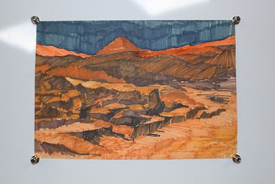 Картина Бузовкин А.А. "Горный кишлак". СССР, 1950-1960-е годы. 
Бумага, смешанная техника. 