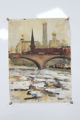[Двухсторонняя] Картина Бузовкин А.А. "Кремль", "Богатырь". СССР, 1950-1960-е годы. 
Бумага 
